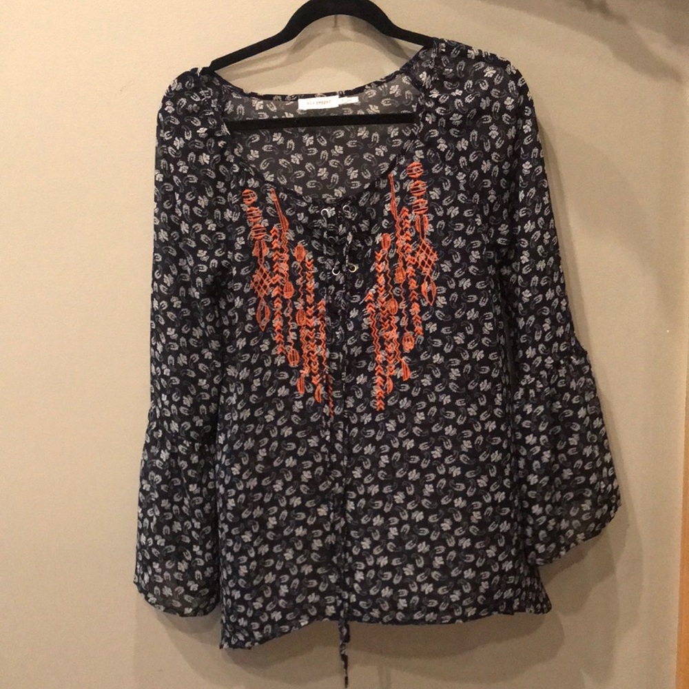 Flowy Top bell sleeved paisley print